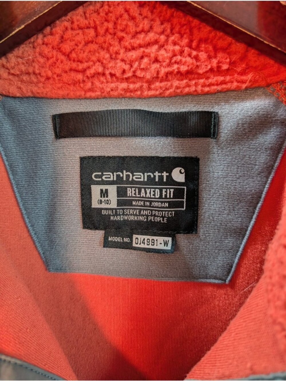 Carhartt Women's Relaxed Fit Fleece Pullover Size M 8-10 Orange DJ4991-W - Picture 4 of 6
